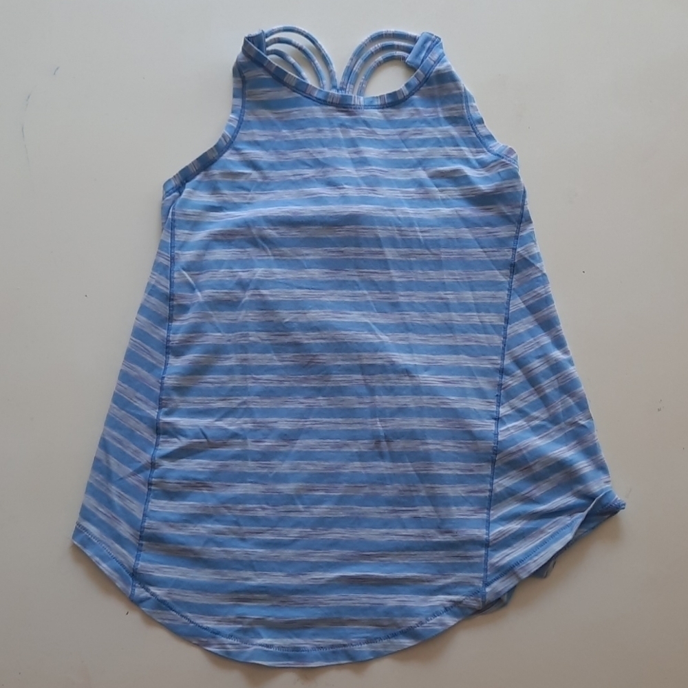 Ivivva 6 blue stripe criss cross athletic tank top